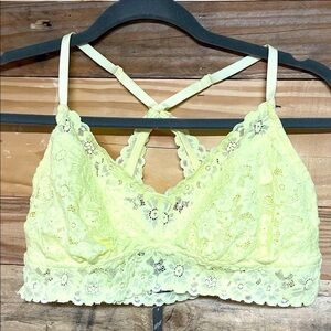 Aerie size XL Vibrate Yellow Lace Super Soft & Stretchy Razor Back Bralette